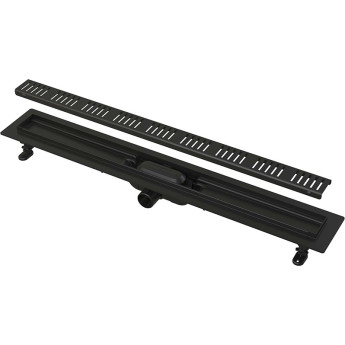 Водоотводящий желоб ALCAPLAST APZ10BLACK-650M с порогами для перфорированной решетки, черный матовый